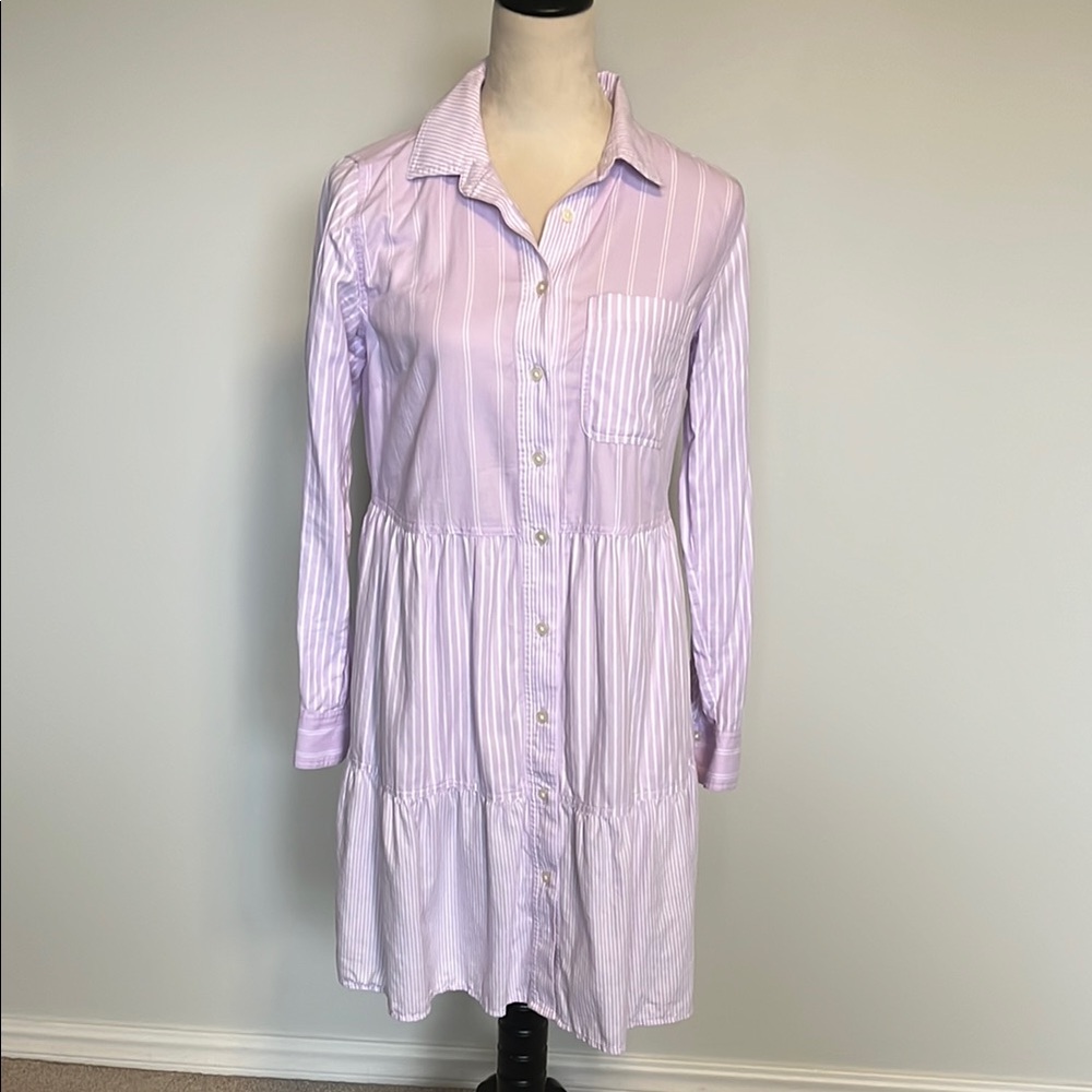 Loft Lavender Striped Button-Down Dress sz XS